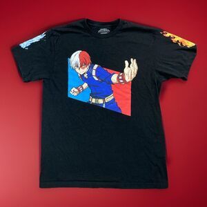 My Hero Academia Shoto Todoroki Fire & Ice Sleeves T-Shirt Mens Medium
